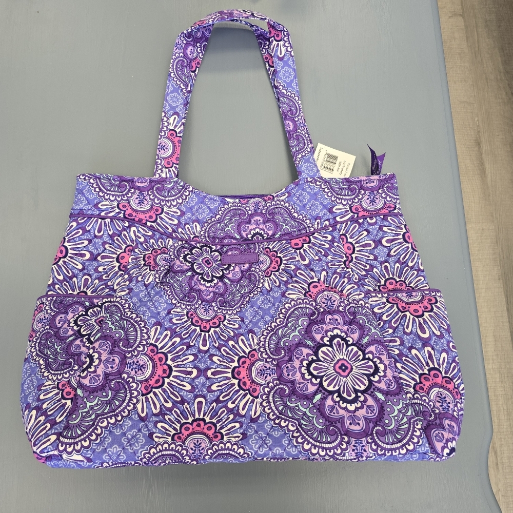 Vera Bradley Lilac Tapestry Pleeted Tote Bag
